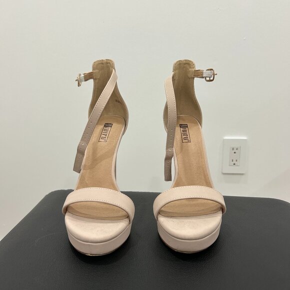 IDIFU Janice Stiletto Heel Sandals Women's Shoes Size 7, Nude Nubuck - Picture 1 of 3